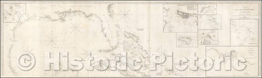 Historic Map - Chart of the Gulf of Mexico, West Indies, and Spaish Main, 1846, E & GW Blunt - Vintage Wall Art