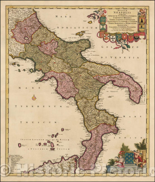 Historic Map - Regnum Neapolis in quo sunt Aprutium Ulterius et Citerius, Comitatus Molsi, 1685 - Vintage Wall Art