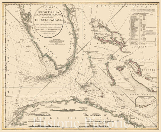South Florida and Bahamas - Nautical Chart, 1794 | Historical Map Print