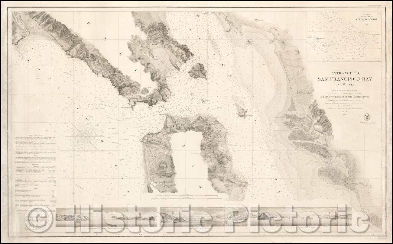 Historic Map - Entrance To San Francisco Bay, 1859, U.S. Coast Survey - Vintage Wall Art
