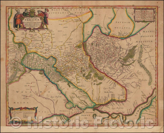 Historic Map - Typus Generalis Ukrainae sive Palatinatuum Podoliae, Kioviensis et Braczlaviensis terras nova delineatione exhibens, 1657, Jan Jansson - Vintage Wall Art