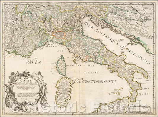 Historic Map - Carte g??ale de l'Italie et des Isles. 1658/Carte g??ale de l'Italie et des Isles 1658, 1658, Nicolas Sanson - Vintage Wall Art