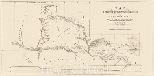 Upper Red River - Exploration Route, 1853 | Historic Map Print