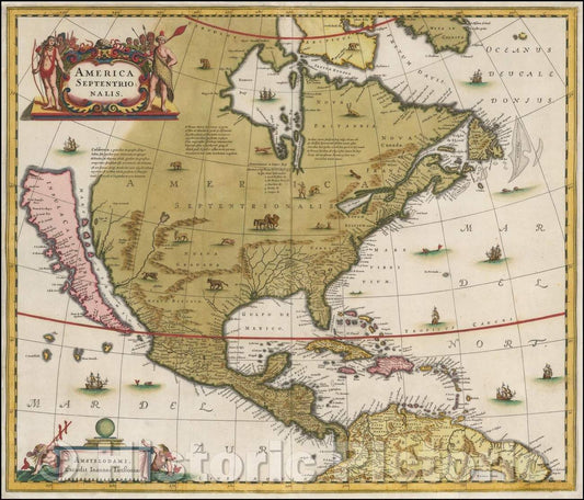 Historic Map - America Septentrionalis, 1641, Jan Jansson v8