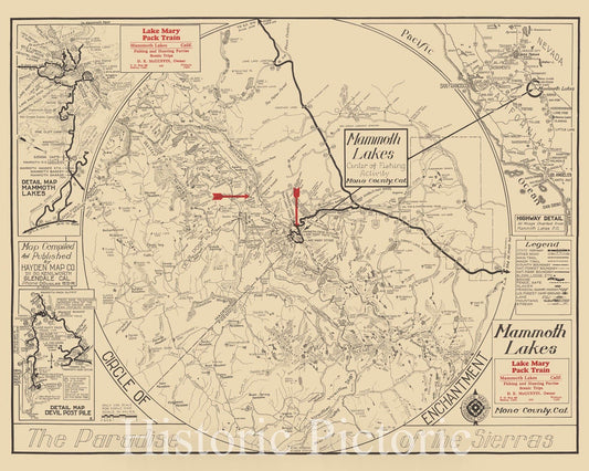 Mammoth Lakes - Mono County Map, 1934 | Historical Map Print
