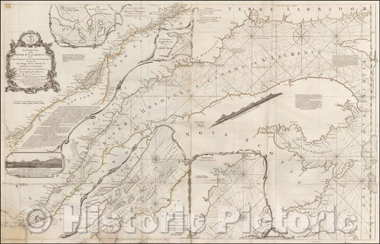 Historic Map - An Exact Chart of the River St. Laurence, from Fort Frontenac to the Island of Anticosti, 1775, Thomas Jefferys - Vintage Wall Art