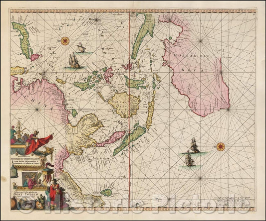 Historic Map - Orientaliora Indiarum Orientalium cum Insulis Adjacentibus a Promontorio Iapan - Pascaert van t' Ooster gedeelte van Oost Indien, 1675 - Vintage Wall Art