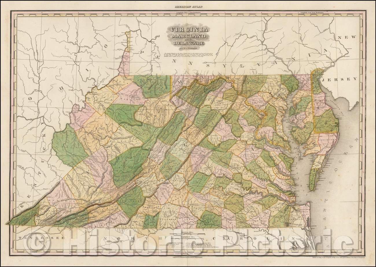 Historic Map - Virginia Maryland & Delaware, 1820, Henry Schenk Tanner v2