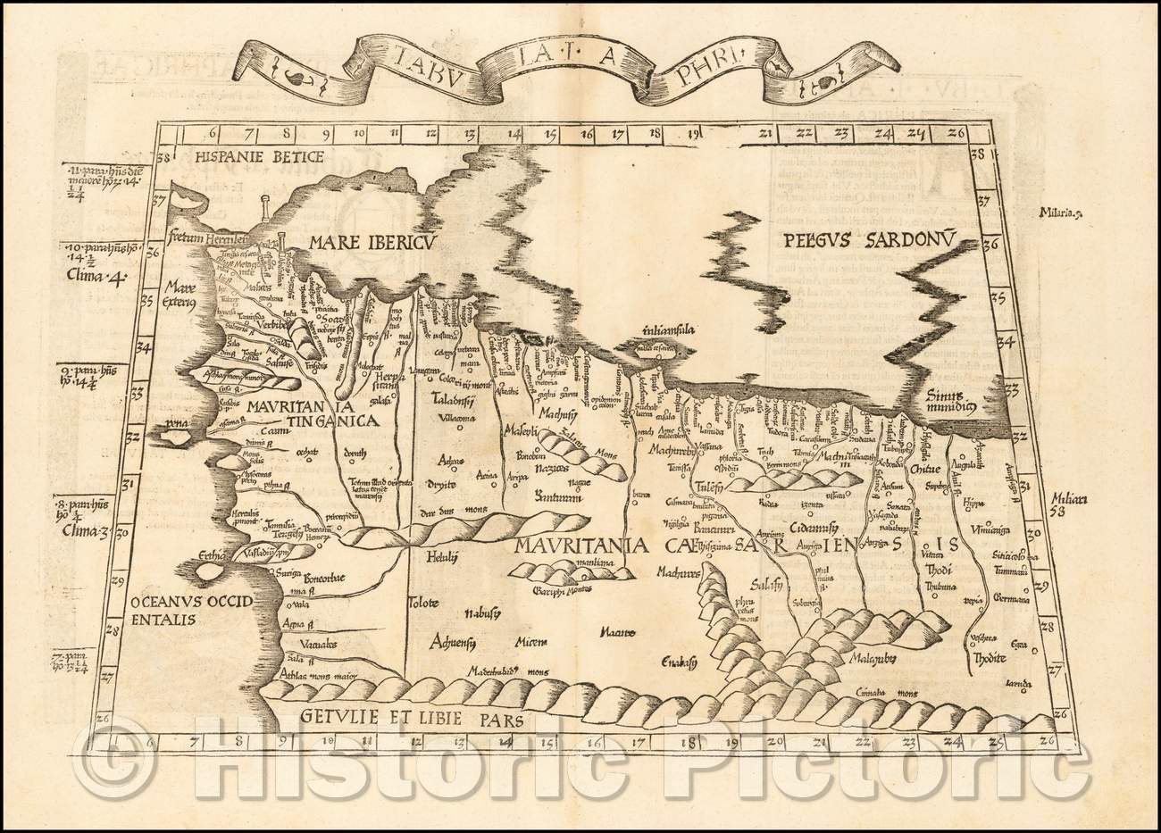 Historic Map - Tabula. I. Aphri./Tabula. I. Aphri, 1525, Lorenz Fries - Vintage Wall Art