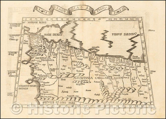 Historic Map - Tabula. I. Aphri./Tabula. I. Aphri, 1525, Lorenz Fries - Vintage Wall Art