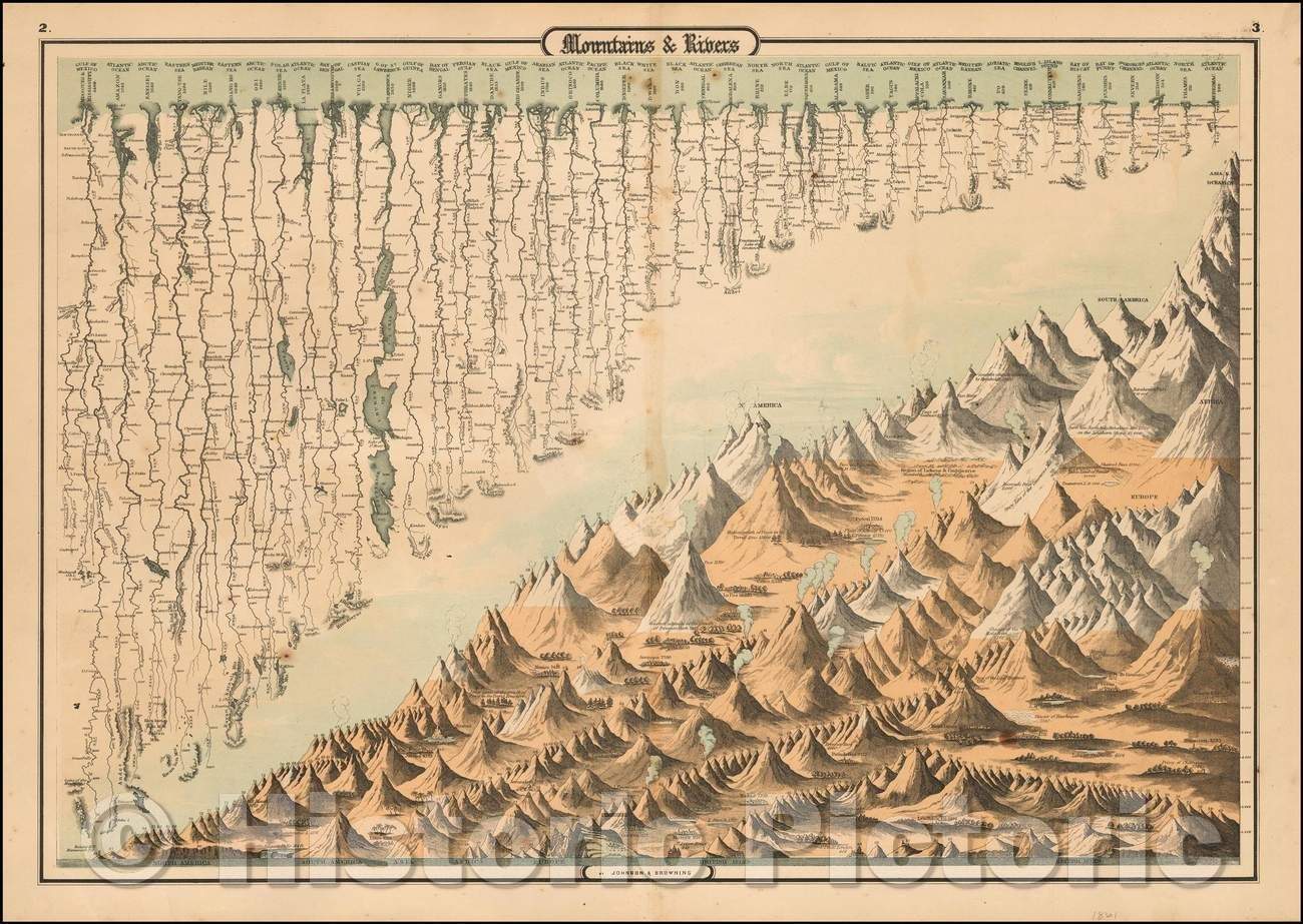 Historic Map - Mountains & Rivers, 1861, Alvin Jewett Johnson v5