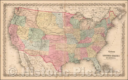 Historic Map - Colton's Map of the United States of America, 1859, Joseph Hutchins Colton v2