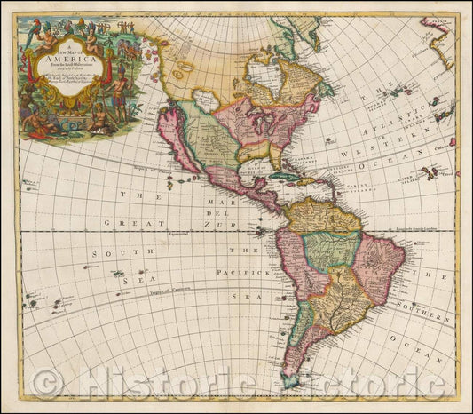 Historic Map - America From the latest Observations, 1719, John Senex v3