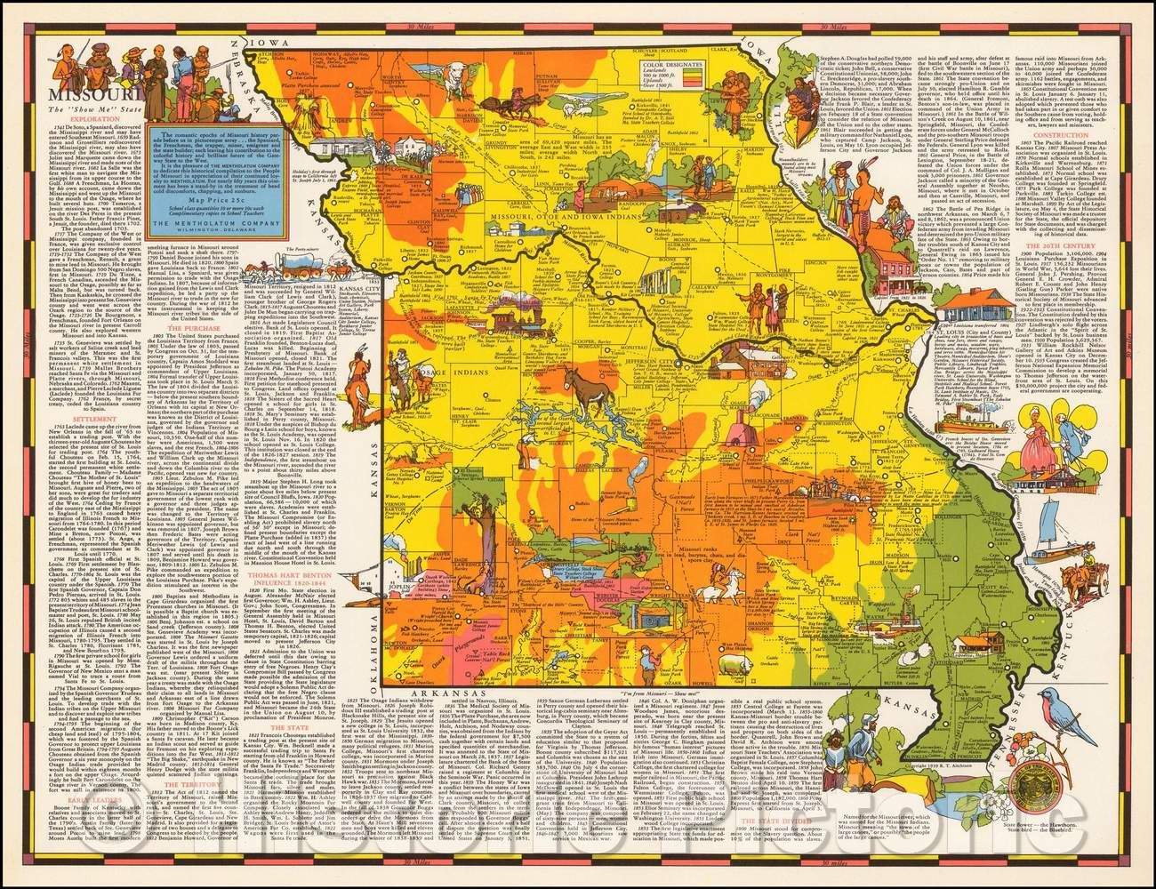 Historic Map - Missouri The, 1939, R.T. Aitchison - Vintage Wall Art