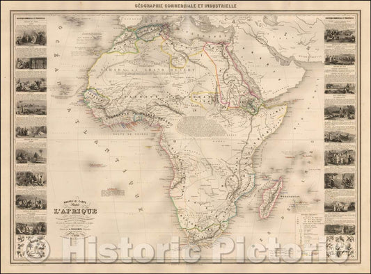 Historic Map - Nouvelle Carte Illustree De L'Afrique, 1857 - Vintage Wall Art