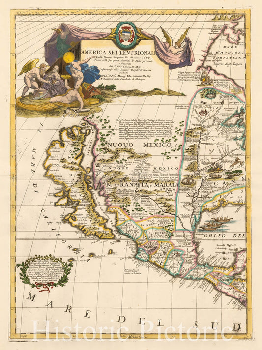 North America - New Discoveries to 1688 Historical Map Print