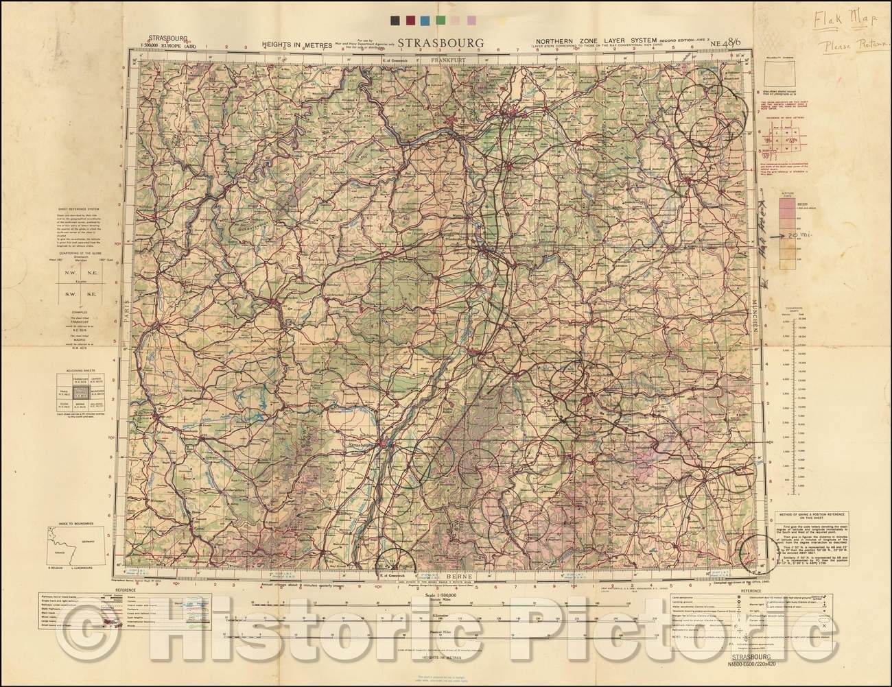 Historic Map - Strasbourg (Flak Map), 1940, Geographical Section, War Office (UK) - Vintage Wall Art