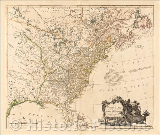 Historic Map - The United States of North America with the British Territories And Those of Spain, 1796, William Faden v3