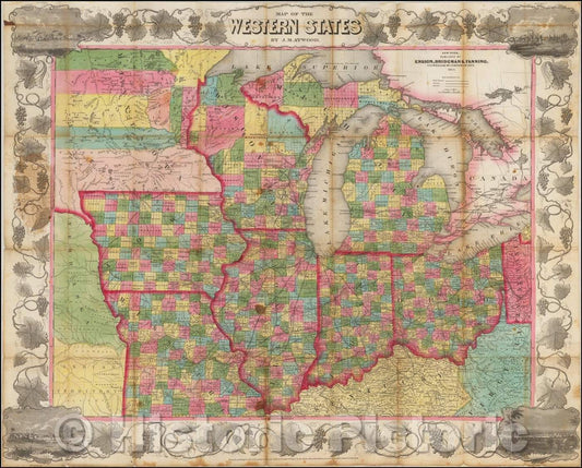 Historic Map - Map of the Western States, 1854, Ensign, Bridgeman & Fanning - Vintage Wall Art