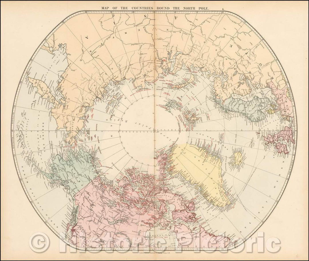 Historic Map - Map of the Countries Round the North Pole, 1887, Edward Stanford v2