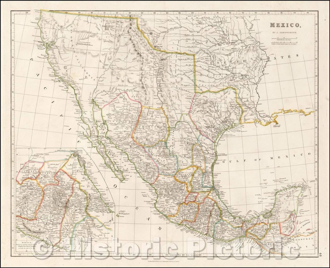 Historic Map - Mexico (Texas on the eve of Independence), 1832, John Arrowsmith - Vintage Wall Art