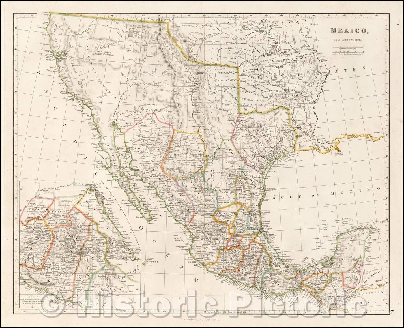 Historic Map - Mexico (Texas on the eve of Independence), 1832, John Arrowsmith - Vintage Wall Art