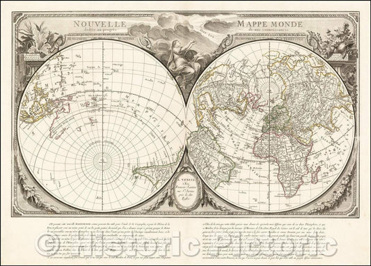 Historic Map - Nouvelle Mappe Monde dediee au progres de nos connoissances Bay of the West, 1780, Paolo Santini - Vintage Wall Art