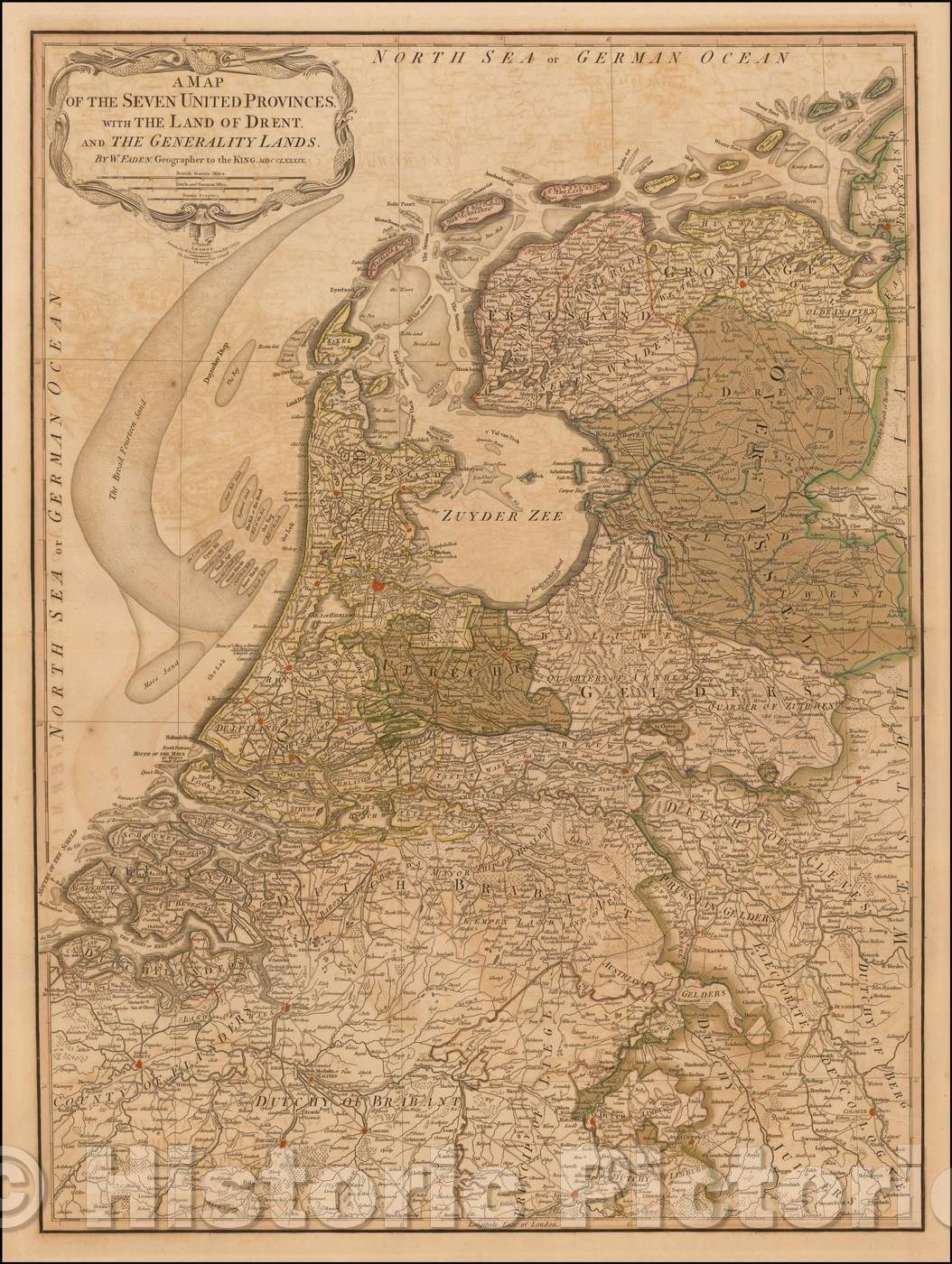 Historic Map - Seven United Provinces with The Land of Drent. And the Generality Lands, 1789, William Faden v3