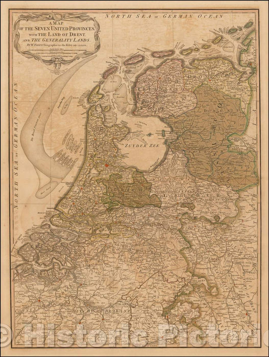Historic Map - Seven United Provinces with The Land of Drent. And the Generality Lands, 1789, William Faden v3