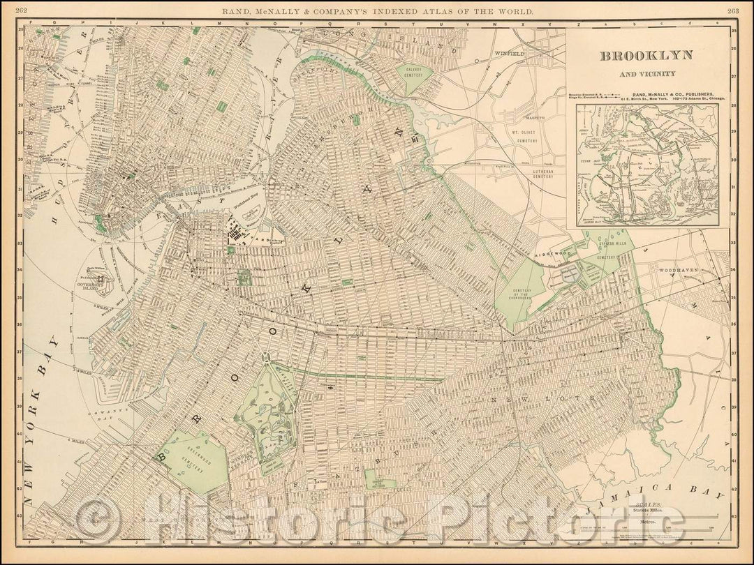 Historic Map - Map of Brooklyn and Vicinity, 1898, Rand McNally & Company v2