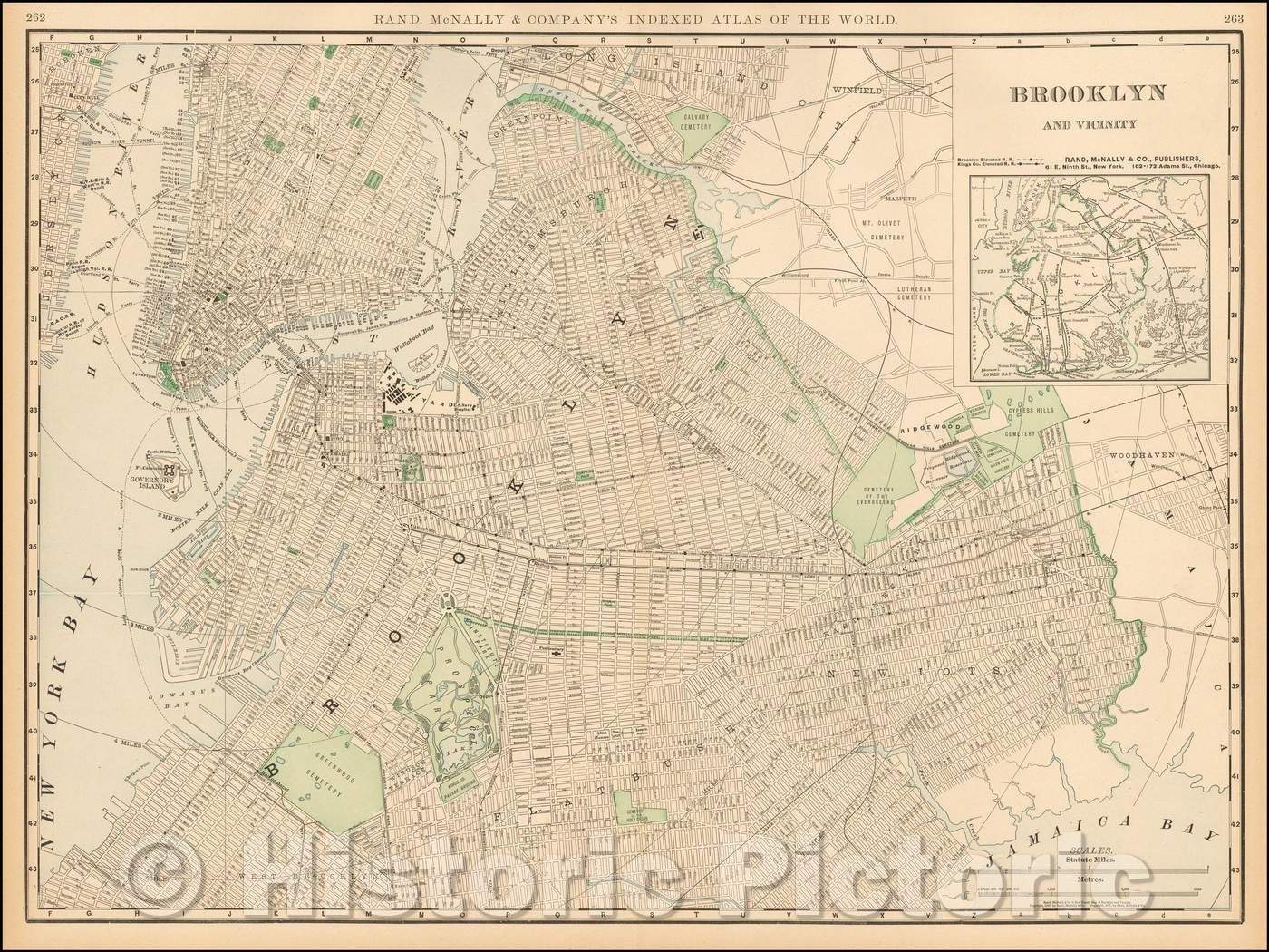 Historic Map - Map of Brooklyn and Vicinity, 1898, Rand McNally & Company v2