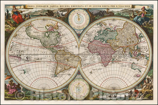 Historic Map - Orbis Terrarum Tabula Recens Emendata et in Lucem Edita Per N. Visscher, 1663, Nicolaes Visscher I v3