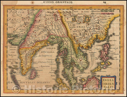 Historic Map - India Orientalis, 1607, Gerard Mercator - Vintage Wall Art