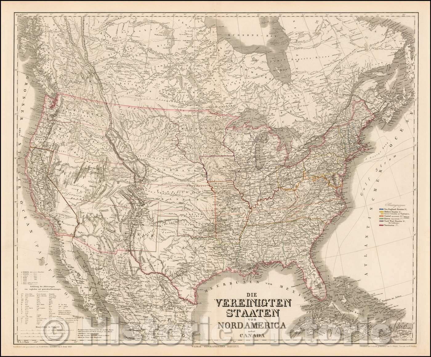 Historic Map - Die Vereinigten Staaten von Nord America nebst Canada, 1859, Heinrich Kiepert v2