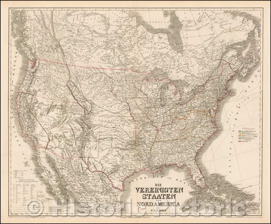 Historic Map - Die Vereinigten Staaten von Nord America nebst Canada, 1859, Heinrich Kiepert v2