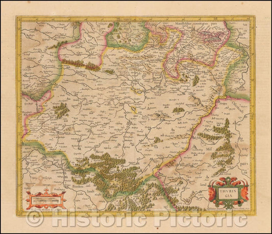 Historic Map - Thuringia, 1627, Henricus Hondius - Vintage Wall Art