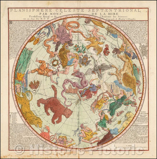 Historic Map - Planisphere Celeste Septentrional Par Monsr. De La Hire, 1705, Nicolas de Fer v2