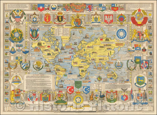 Historic Map - United Nations Map of the World, 1947, John Bartholomew v1