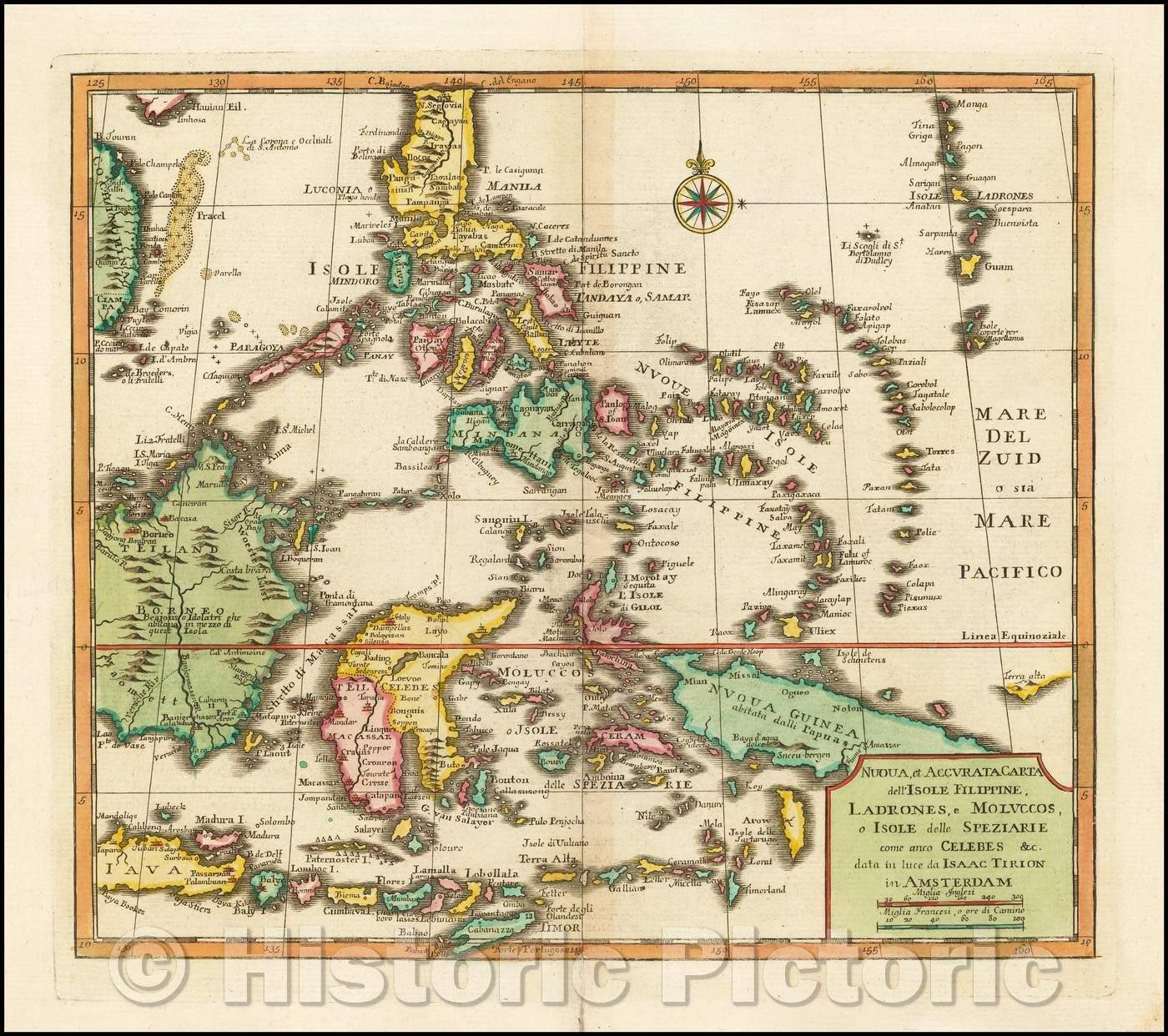 Historic Map - Nuova et Accurata Carta dell' Isole Filippine, Ladrones, a Moluccos o Isole della Speziarie come anco Celebes, 1740, Issac Tirion v3
