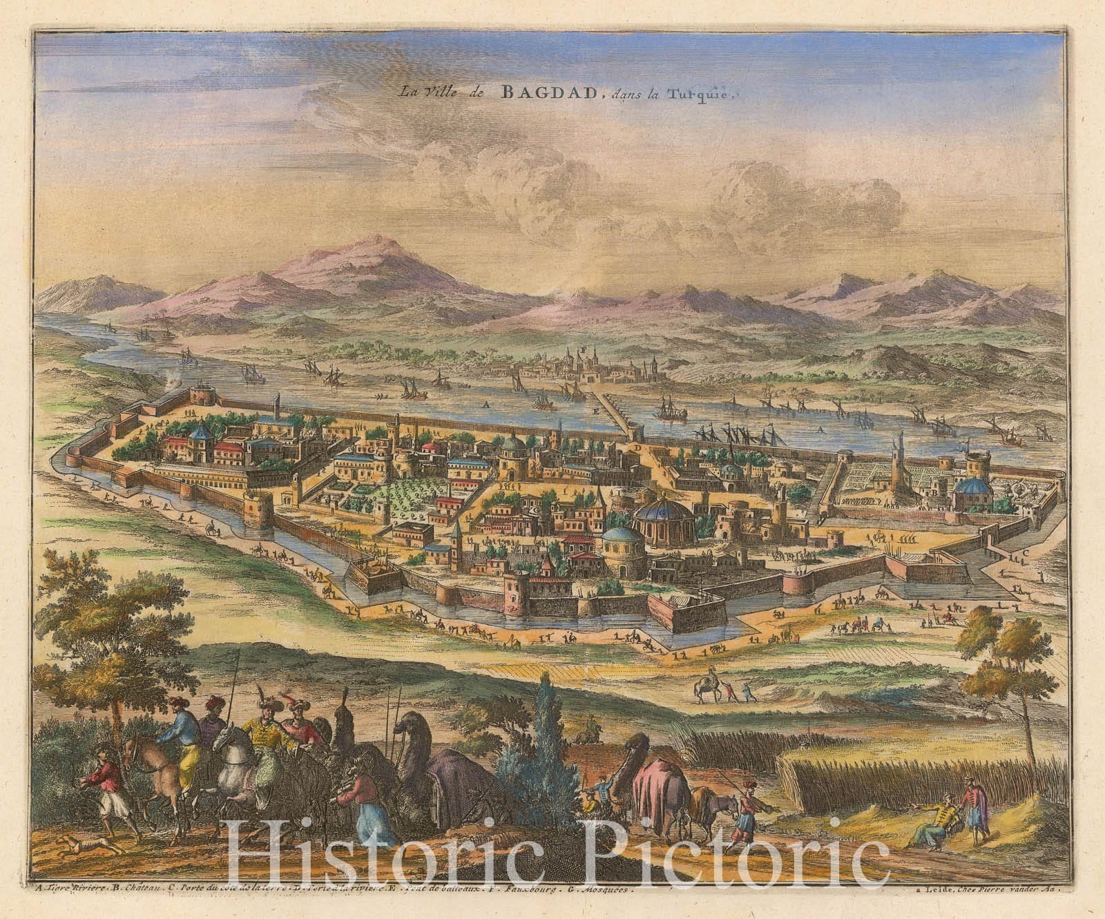 Historic Map - La Ville de Bagdad, dans la Turquie/The city of Baghdad in Turkey, 1720, Pieter van der Aa - Vintage Wall Art