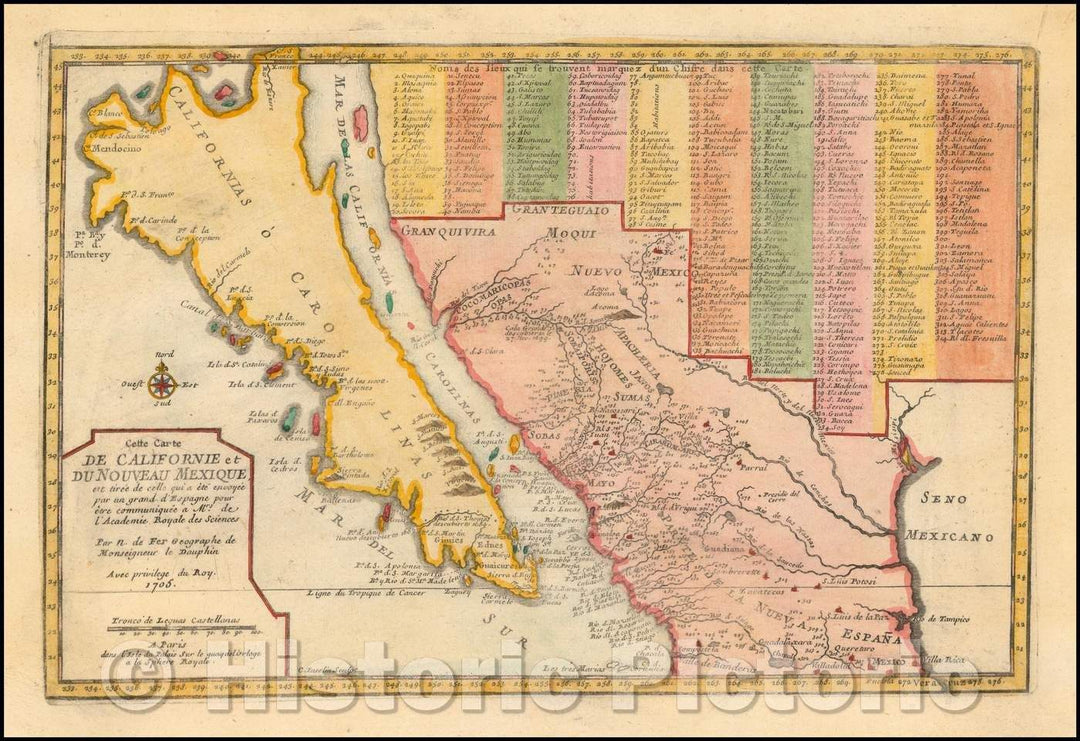 Historic Map - Cette Carte De Californie et Du Nouveau Mexique, 1705, Nicolas de Fer - Vintage Wall Art