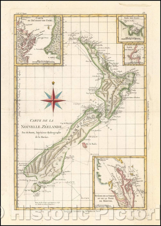 Historic Map - Carte De La Nouvelle Zeelande, 1787, Rigobert Bonne v1