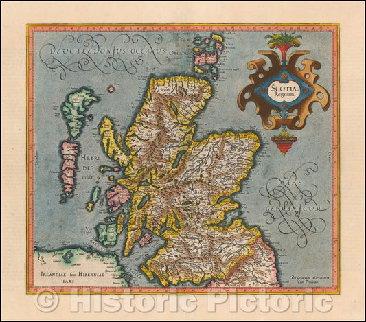 Historic Map - Scotia Regnum, 1623, Gerard Mercator - Vintage Wall Art