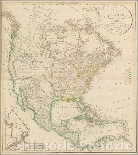 Historic Map - Charte Von Nord America Entworfen und gezeichnet von C.G. Reichard, 1817, Christian Gottlieb Reichard v2