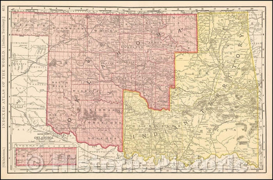 Historic Map - Indian Territory & Oklahoma, 1895, Rand McNally & Company v2