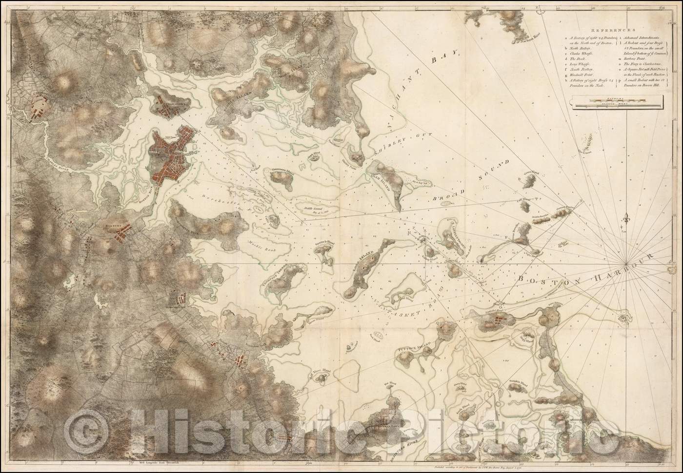 Historic Map - Boston Harbor, 1775, Joseph Frederick Wallet Des Barres v2