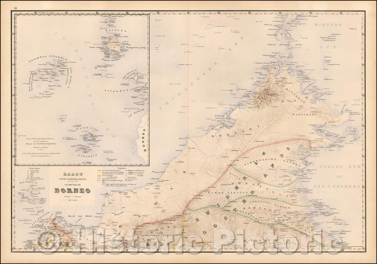 Historic Map - Kaart Van het Noordelijk Gedeelte benoorden Borneo, 1885, J.W. Stemfoort v2