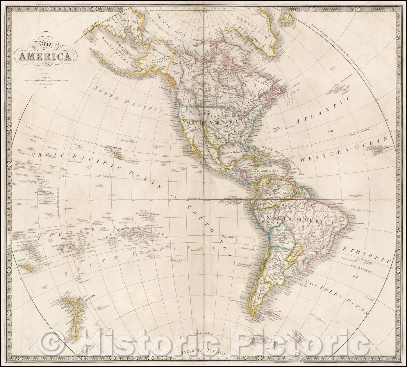 Historic Map - Map of America, 1843, James Wyld - Vintage Wall Art