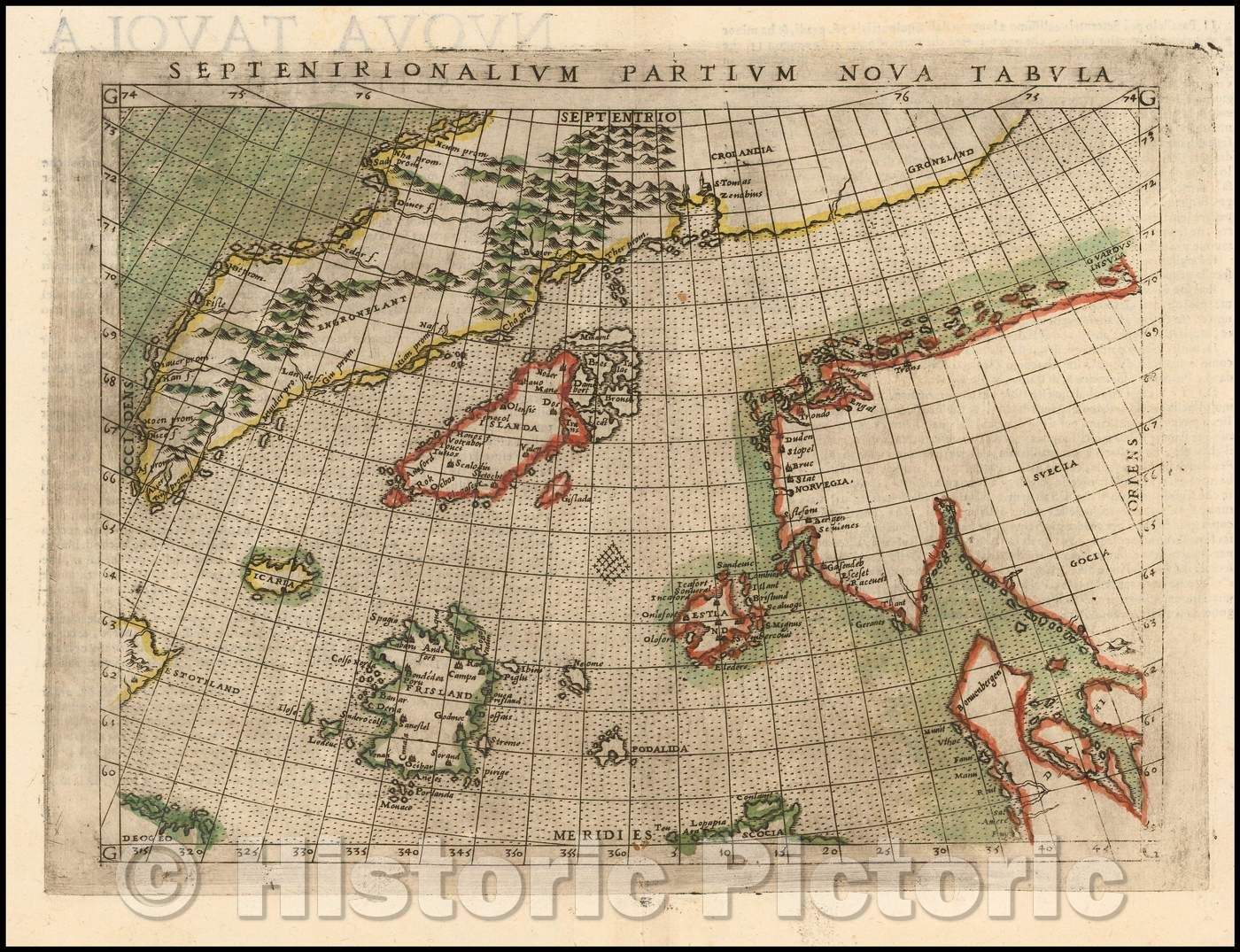 Historic Map - Septentrionalium Partium Nova Tabula, 1574, Girolamo Ruscelli - Vintage Wall Art