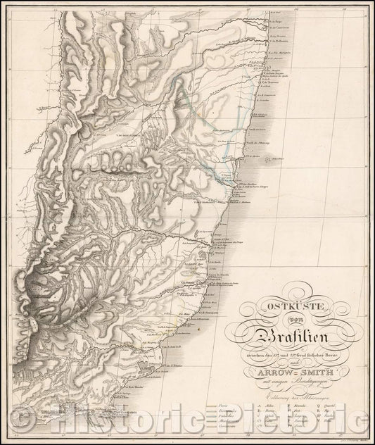 Historic Map - Ostkuste von Brasilien zwischen den 15n und 23n grad suchlicher Breite nac, 1815 - Vintage Wall Art